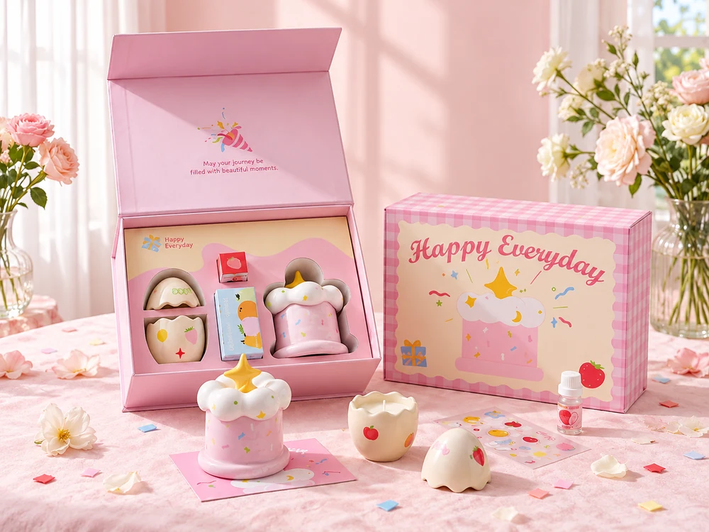 Birthday Cake Ceramic Candle Gift Set