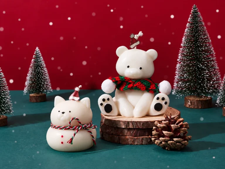 Christmas Bear and Cat Decorative Candles