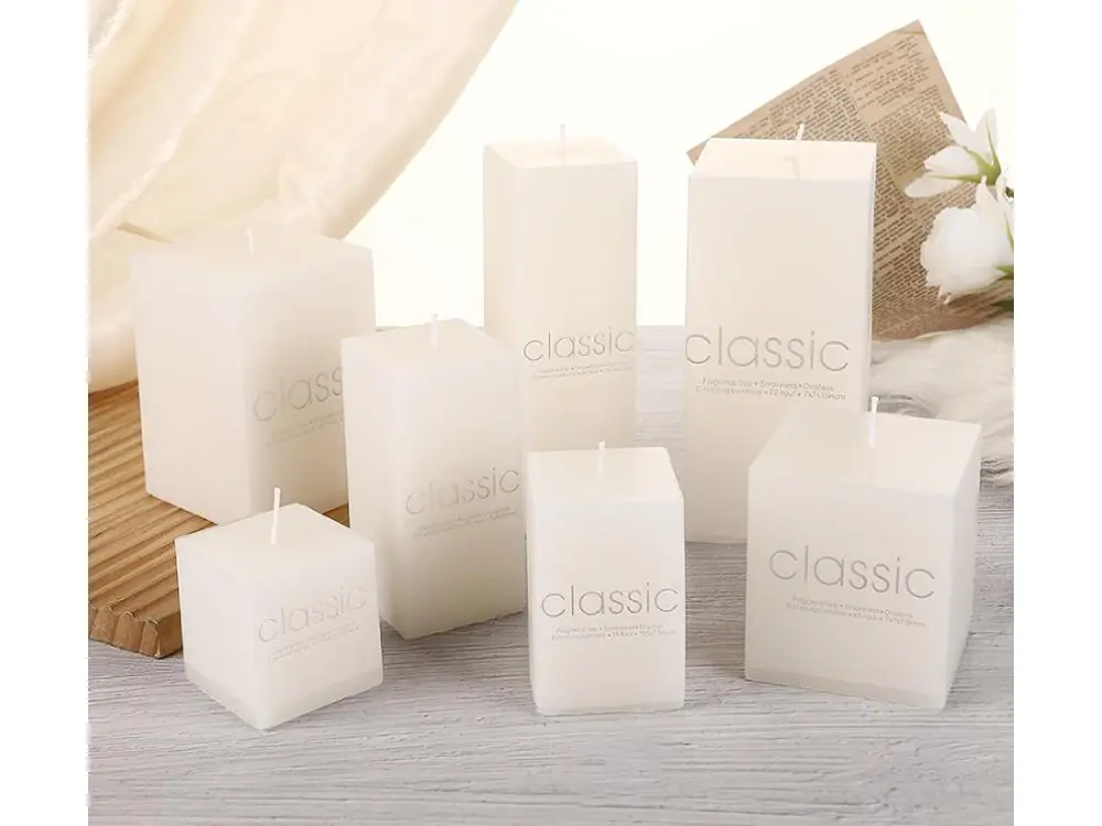 Classic Square Paraffin Pillar Candle Collection