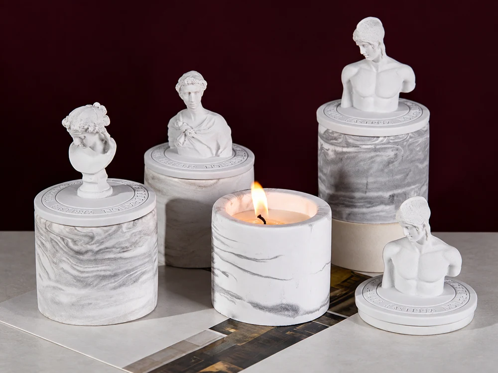 Classical Bust Lid Marble-Effect Scented Candles