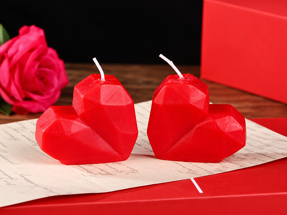 Faceted Red Heart Candle