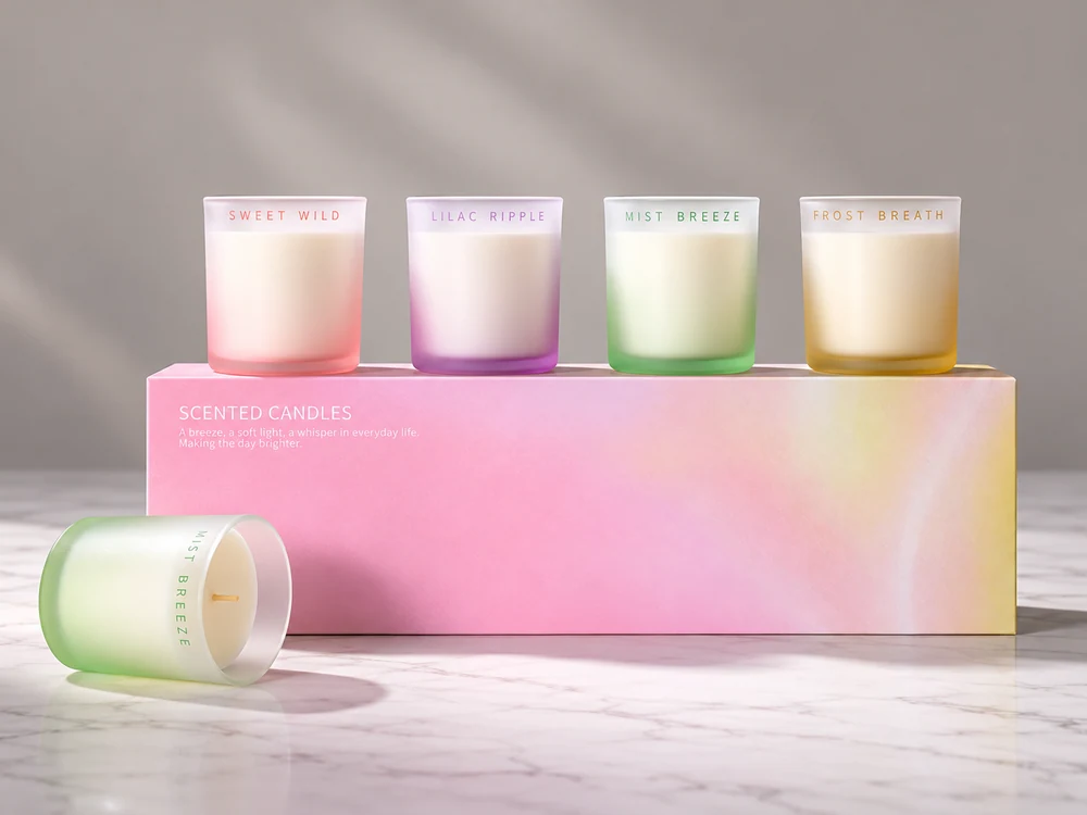 Four-Color Gradient Candle Gift Set