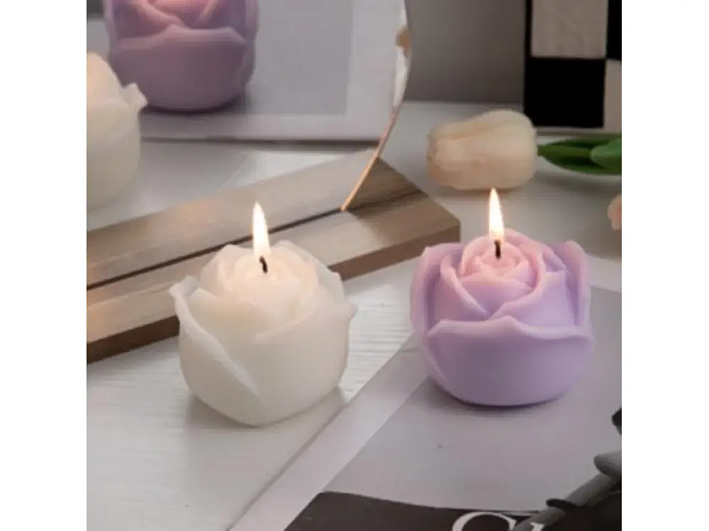 Large Sculpted Rose Candle