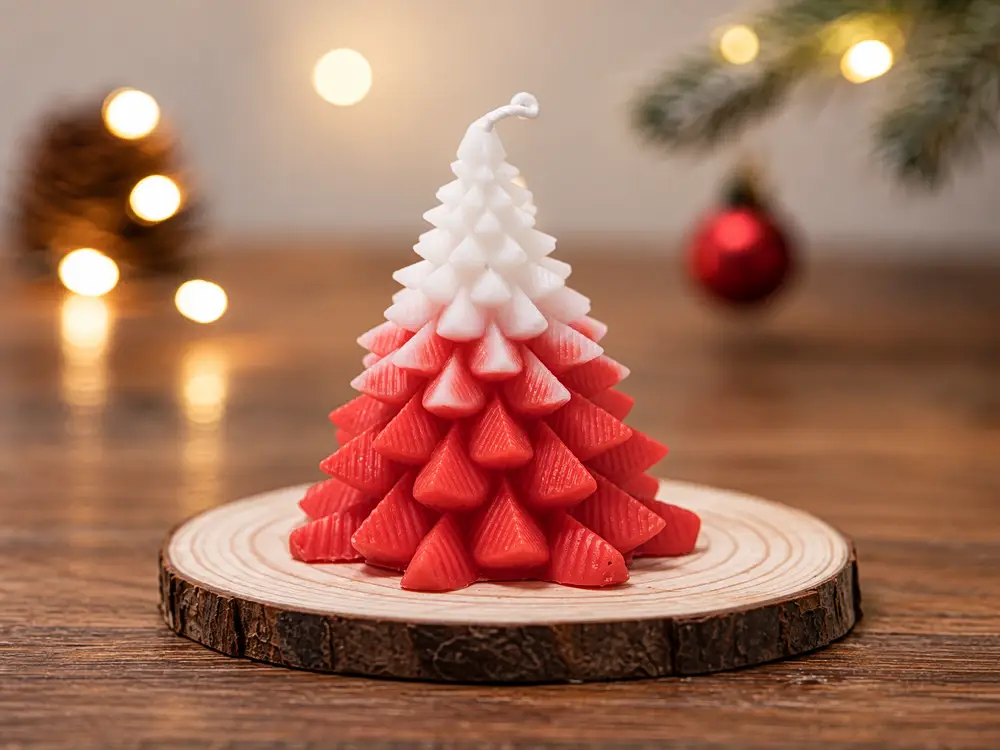 Layered-Leaf Christmas Tree Candle