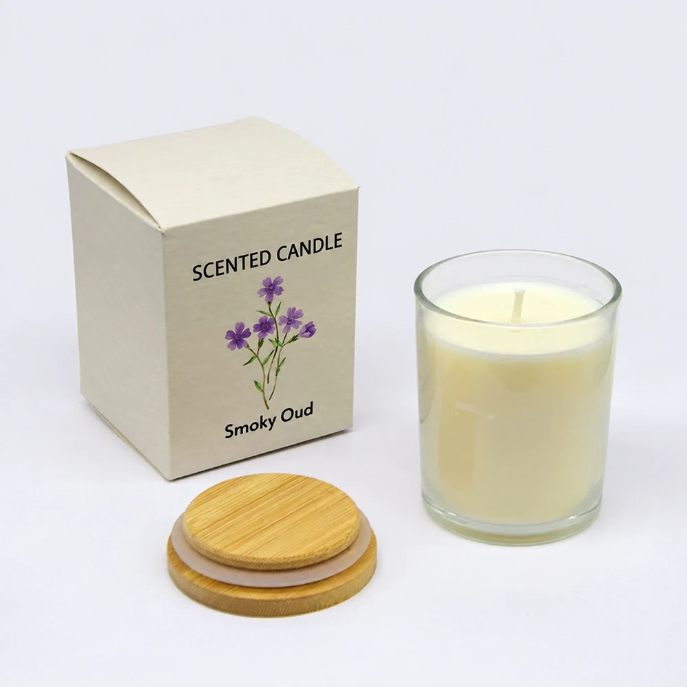 170g Smoky Oud Scented Candle with Lid and Floral Box