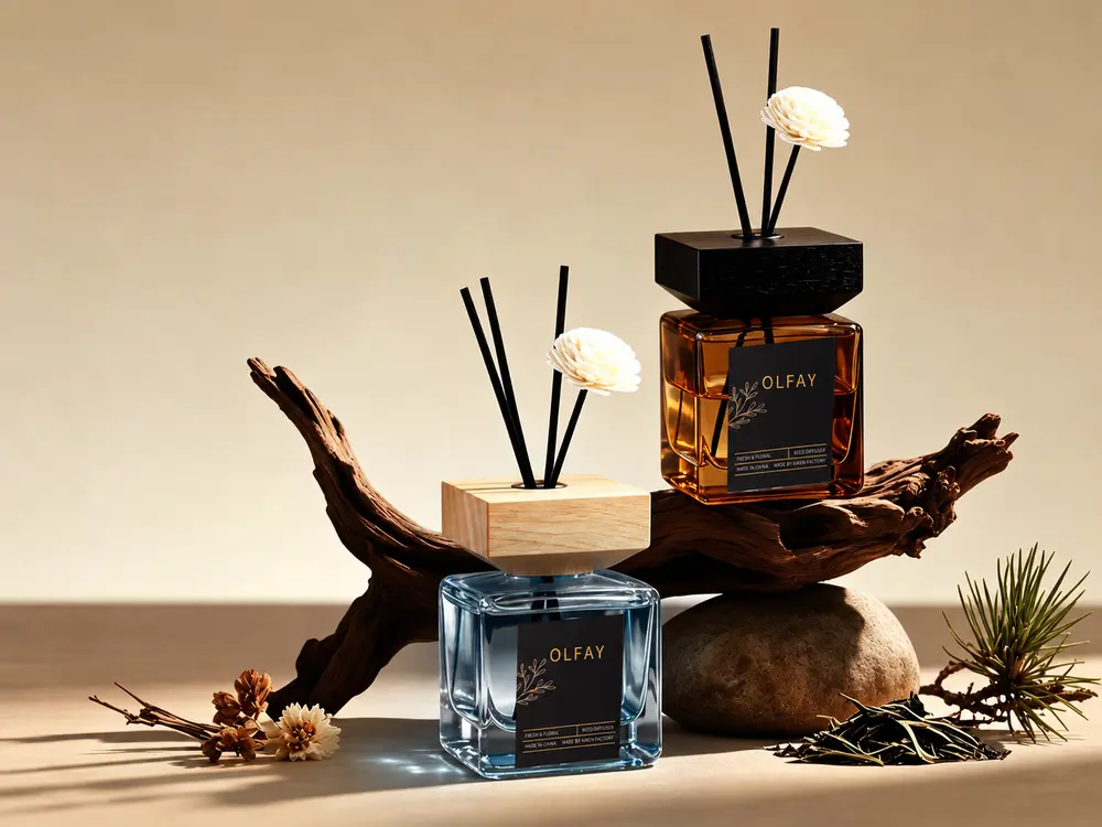 500ml Decorative Reed Diffuser with Black or Wood-Tone Top