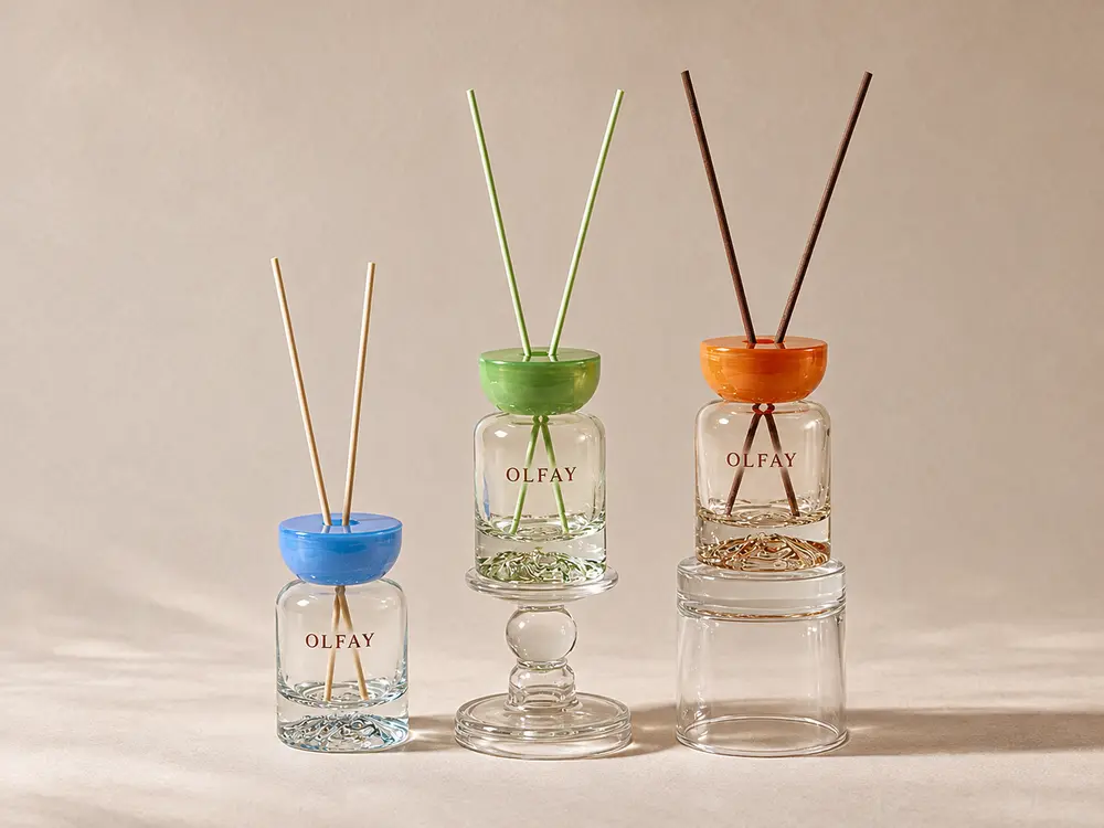 Botanical Glass Reed Diffuser with Colored Collar view 1