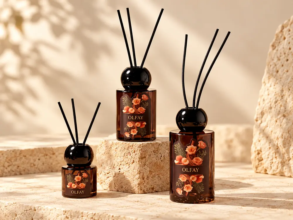 Cedar Scent Reed Diffuser with Botanical Artwork