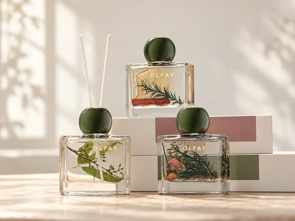 Cinnamon Botanical Reed Diffuser with Green Stopper view 1
