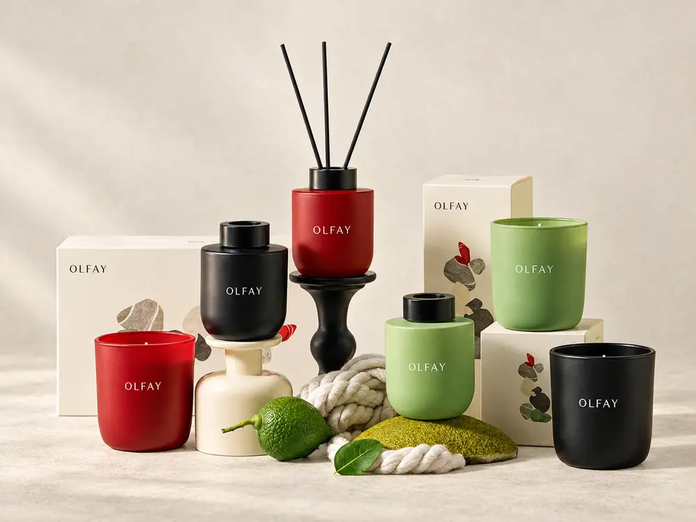 Colored Candle and Reed Diffuser Gift Set
