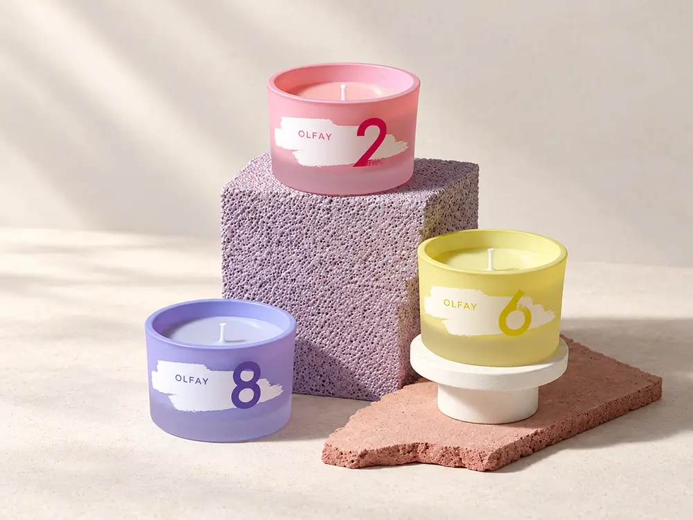 Colorful Soy Blend Candle in a Decorative Vessel view 1