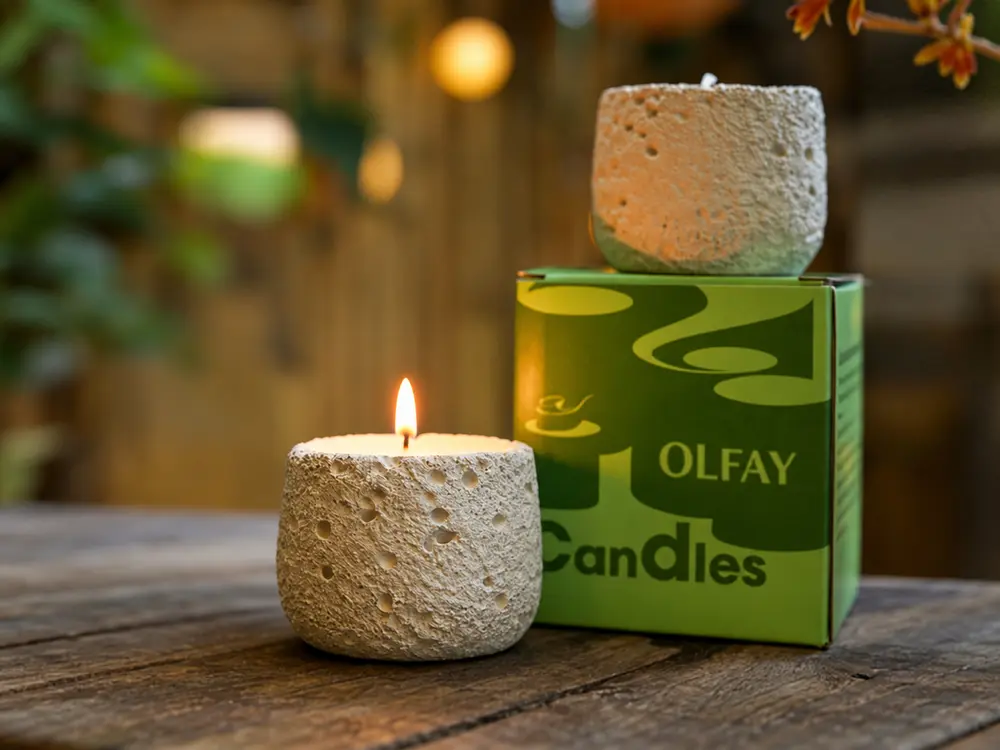 Concrete Cup Scented Candle with Soy and Beeswax Blend