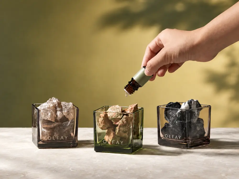 Crystal Stone Diffuser in a Square Glass Vessel for private label manufacturing