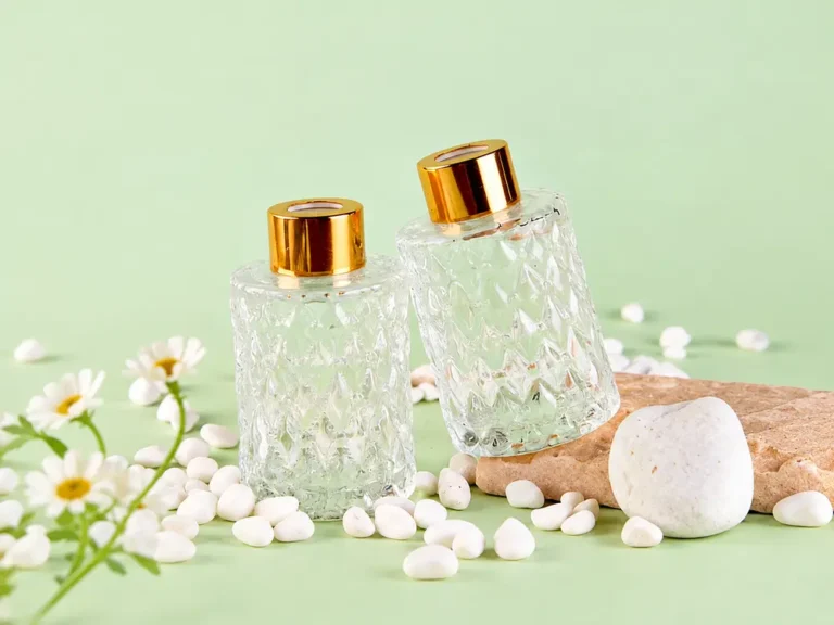 100ml Faceted Glass Reed Diffuser with Gold-Tone Collar