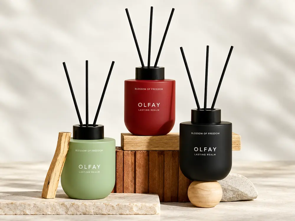 Longjing Tea Reed Diffuser in Colored Glass