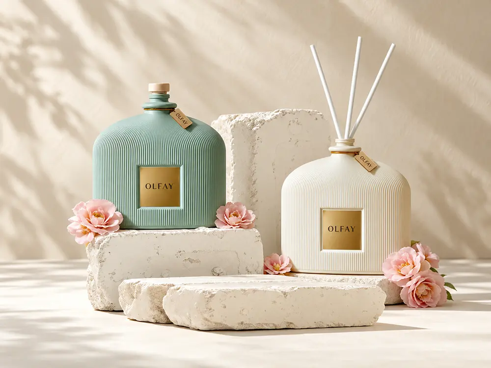 Pastel Ribbed Bottle Reed Diffuser view 1