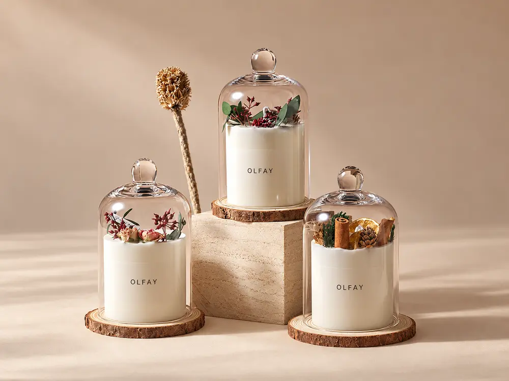 Preserved Flower Glass Cloche Candle Gift Set