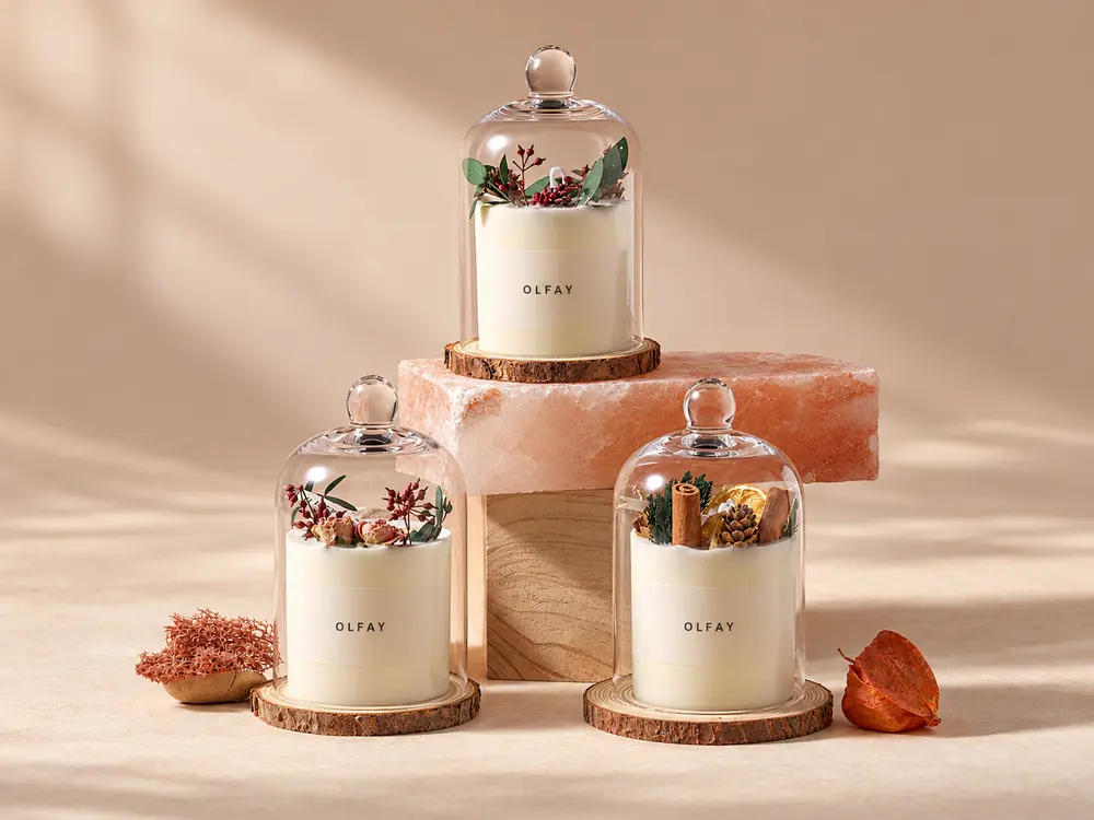 Preserved Rose Glass Cloche Candle Gift Set