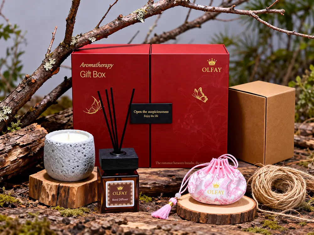 Candle and Reed Diffuser Gift Set with Red Presentation Box