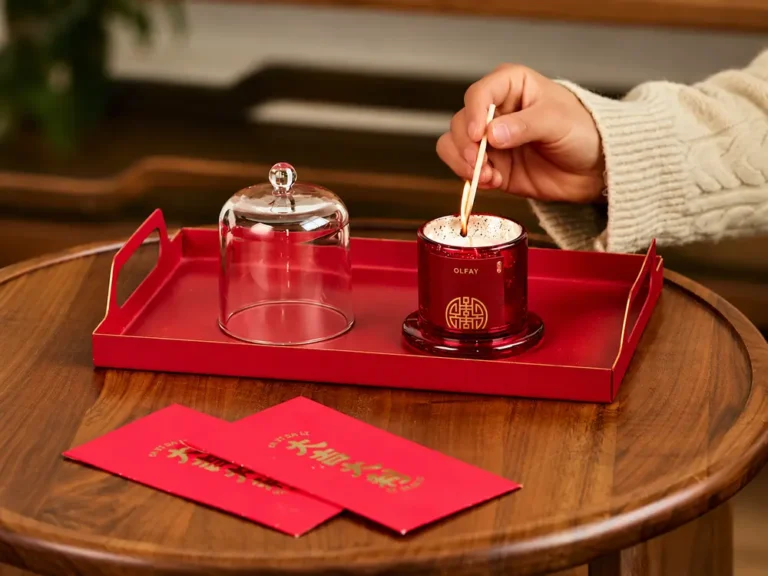 Red Glass Cloche Scented Candle Gift Set