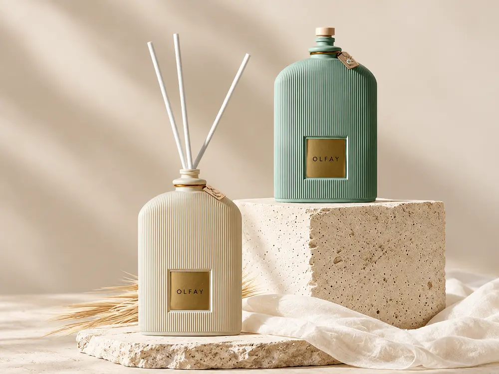 Ribbed Pastel Reed Diffuser with Metal Detail