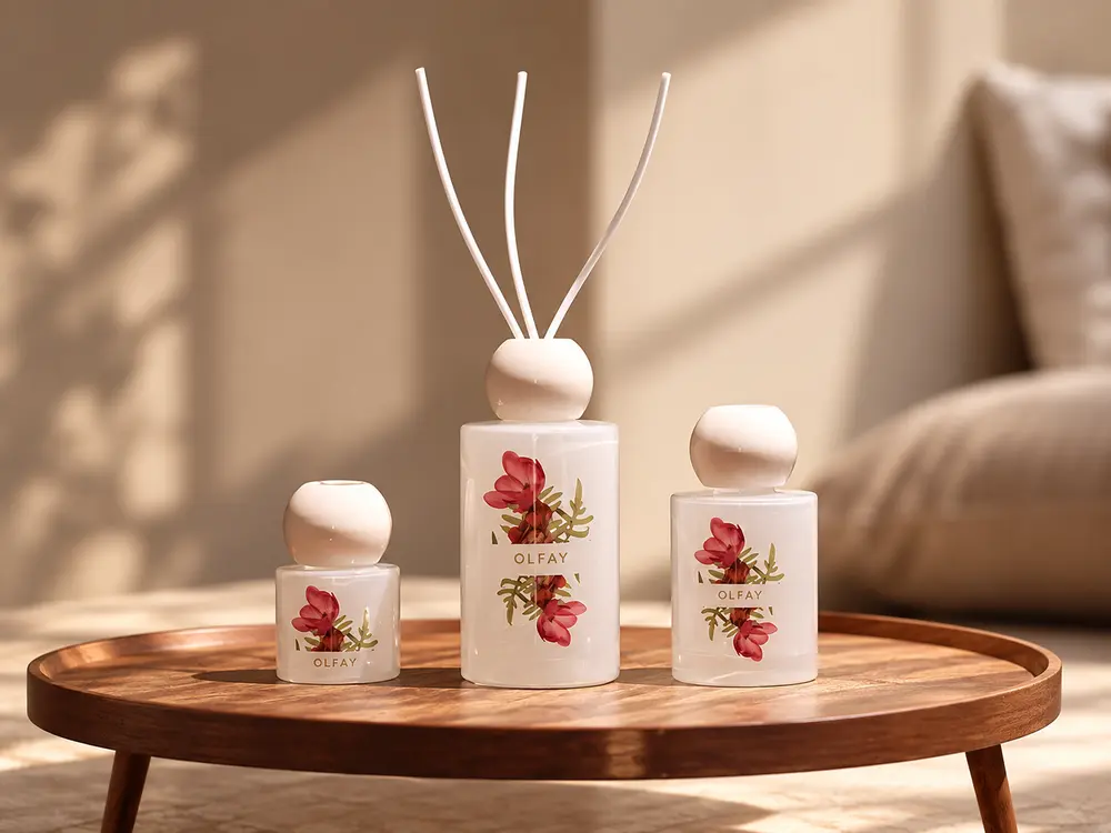 Rose Reed Diffuser with Floral Bottle Artwork