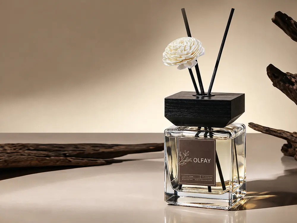 150ml Square Glass Reed Diffuser with Wood Collar