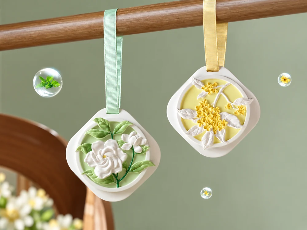 Painted Floral Relief Plaster Hanging Ornaments