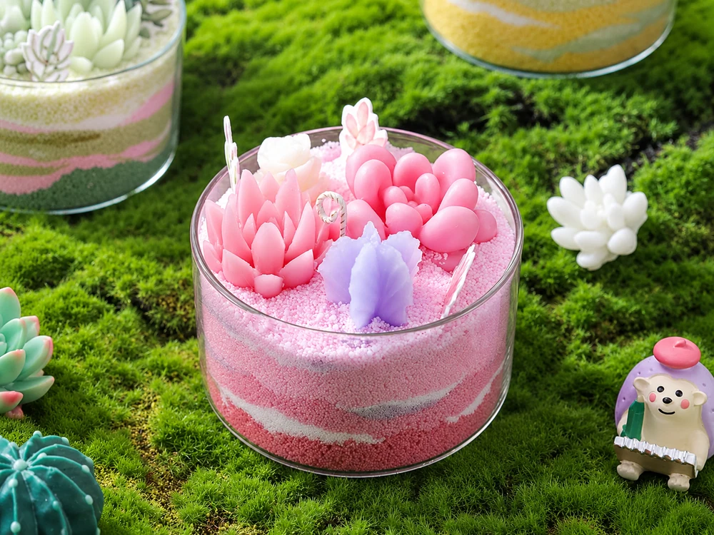 Pastel Cactus Garden Sand Wax Candle Kit
