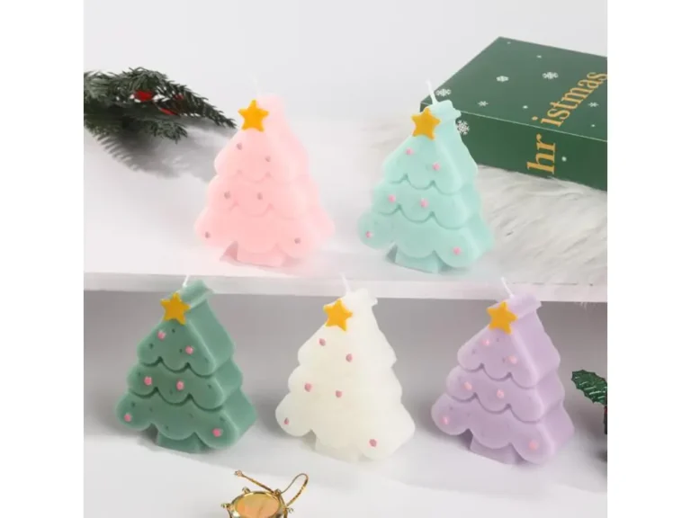 Pastel Christmas Tree Silhouette Candle
