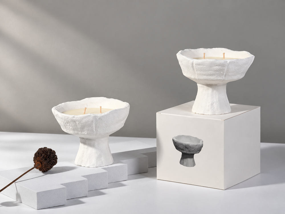 Pedestal Plaster Bowl Scented Candle