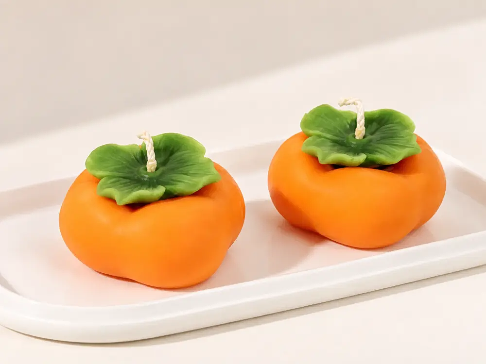Persimmon-Shaped Candle