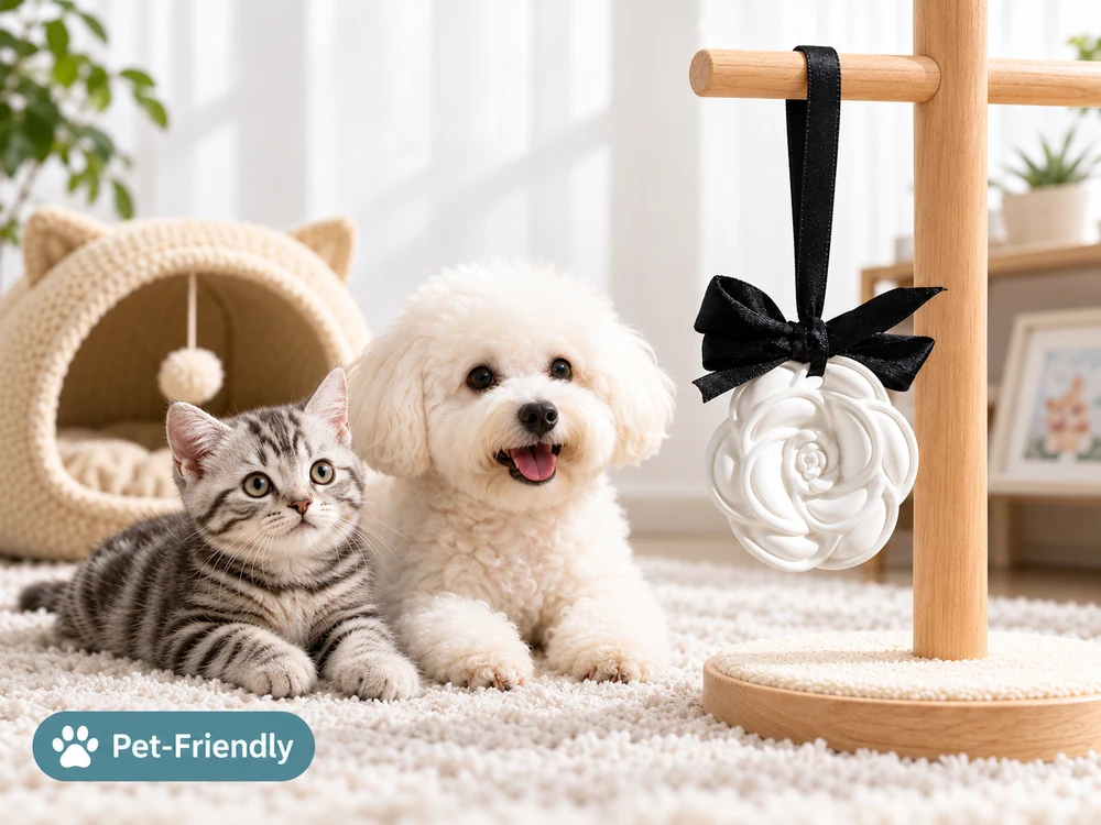 Pet-Friendly White Camellia Plaster Hanger