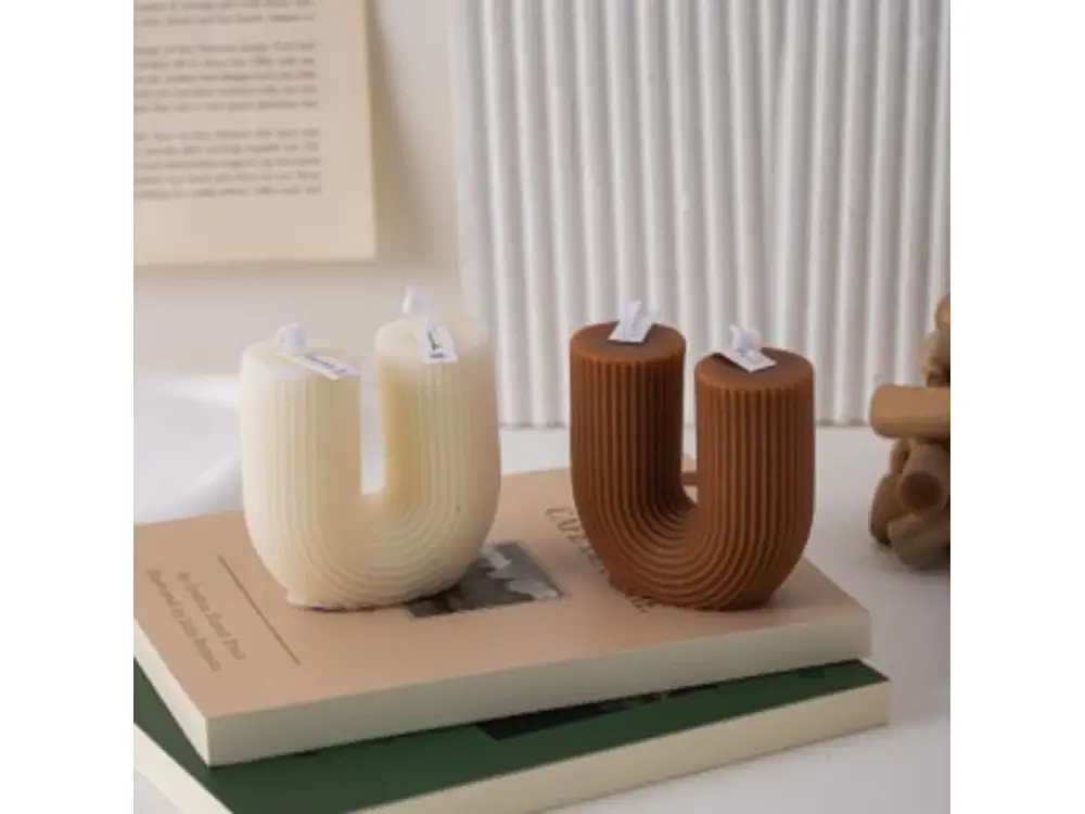 Ribbed U-Shaped Sculptural Candle