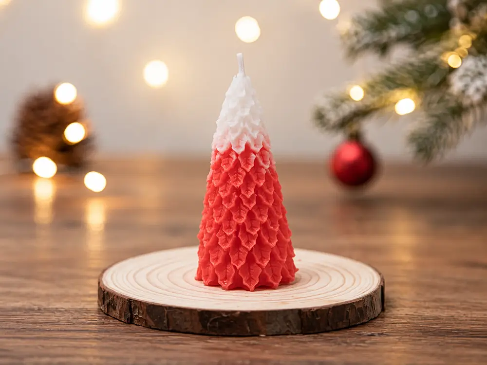 Slender Leaf-Texture Christmas Tree Candle