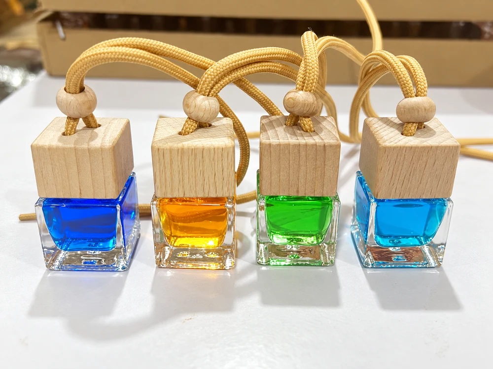 Square Glass Hanging Car Fragrance Bottle