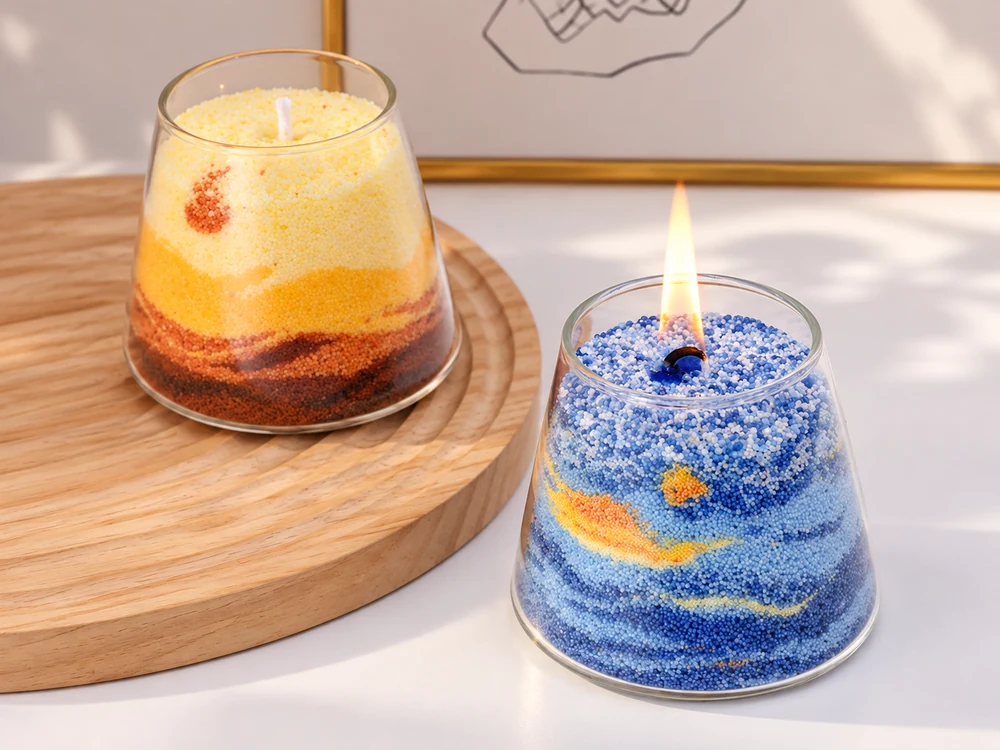 Sunset and Blue Landscape Sand Wax Candles