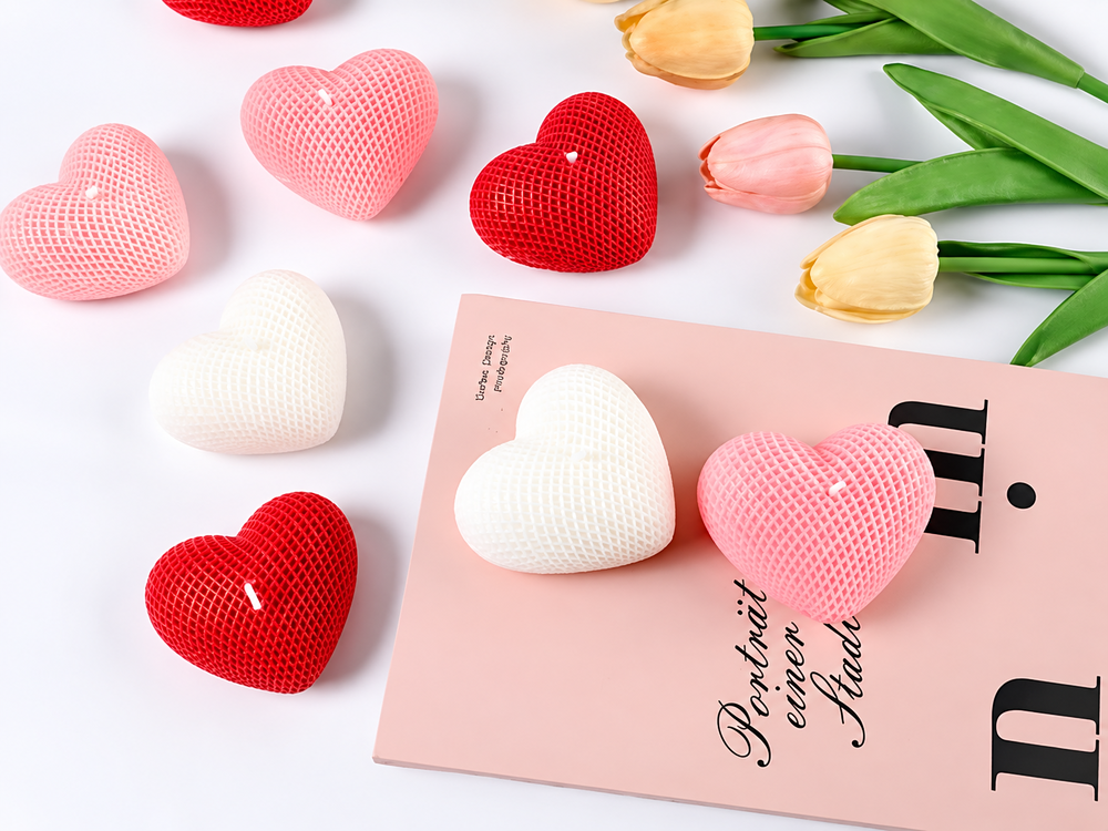 Textured Heart-Shaped Candle