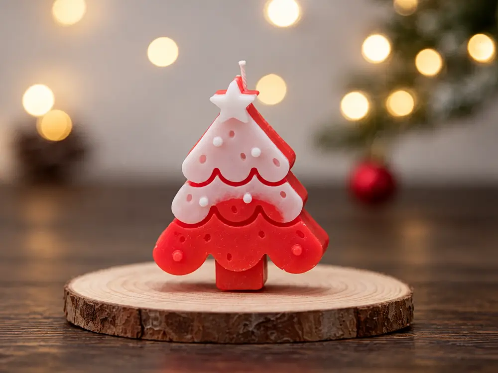 Two-Tone Christmas Tree Silhouette Candle