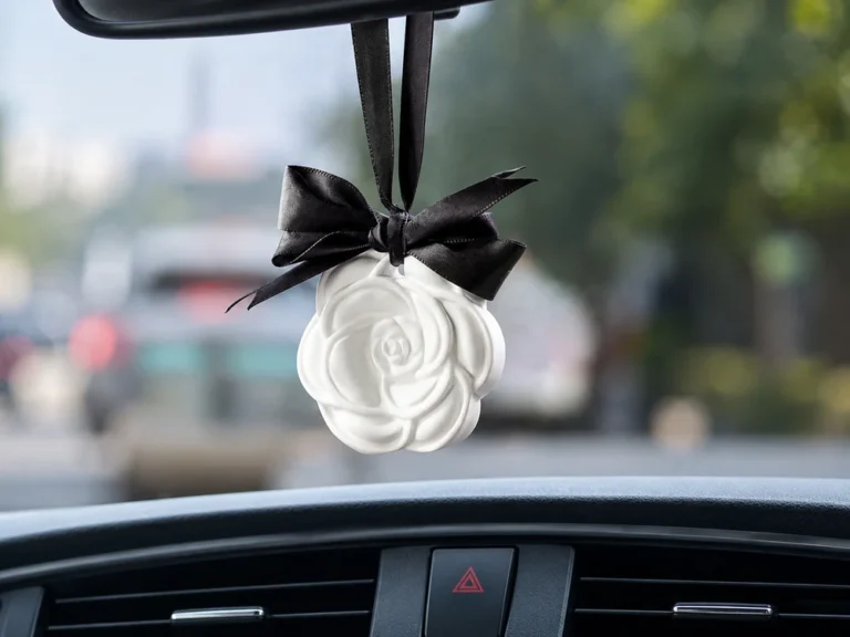 White Camellia Plaster Car Fragrance Hanger